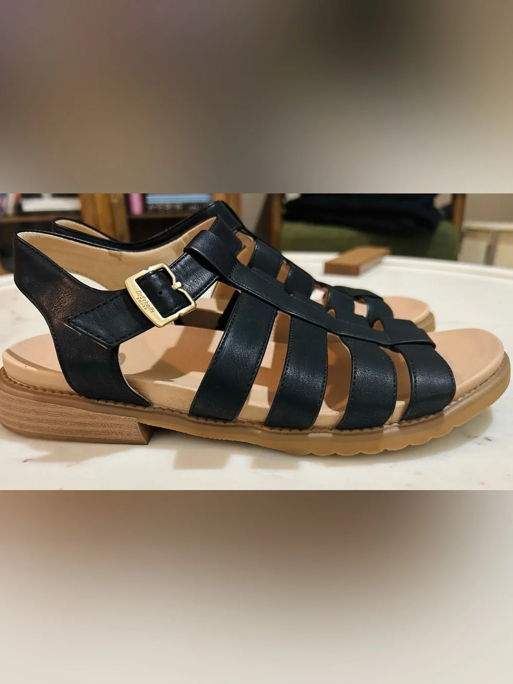 Dr. Scholl's Women's A Ok, Black Fisherman Gladiator Sandals, Comfort Wedge, 9.5